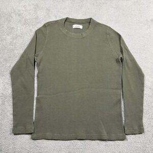 Everlane Shirt Mens Medium Green Thermal Waffle Knit Crew Neck Long Sleeve